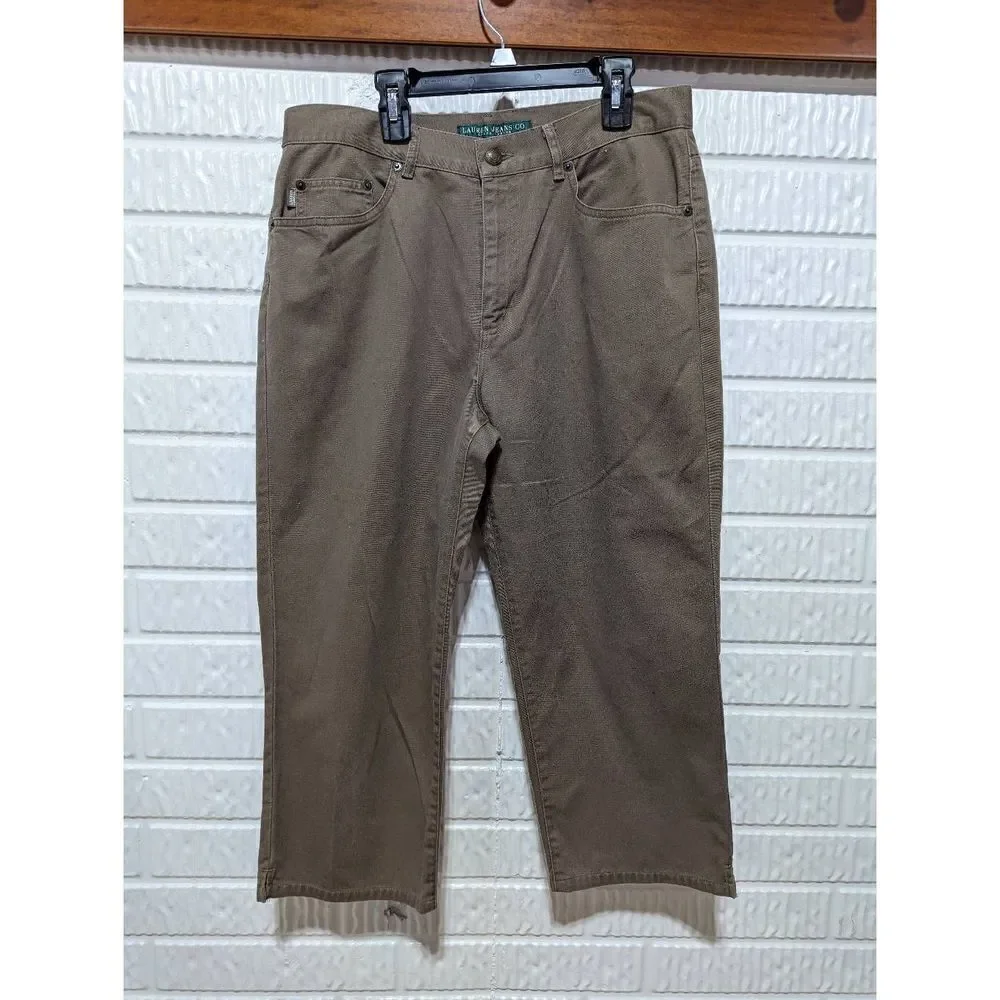 Lauren Ralph Lauren Women's Brown Denim Mid-Rise Cropped Pants Jeans Size 8